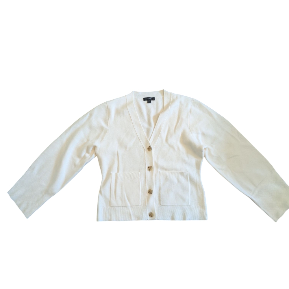 J. Crew Cotton, Wool Blend Cardigan Sweater V-Neck - Size Small